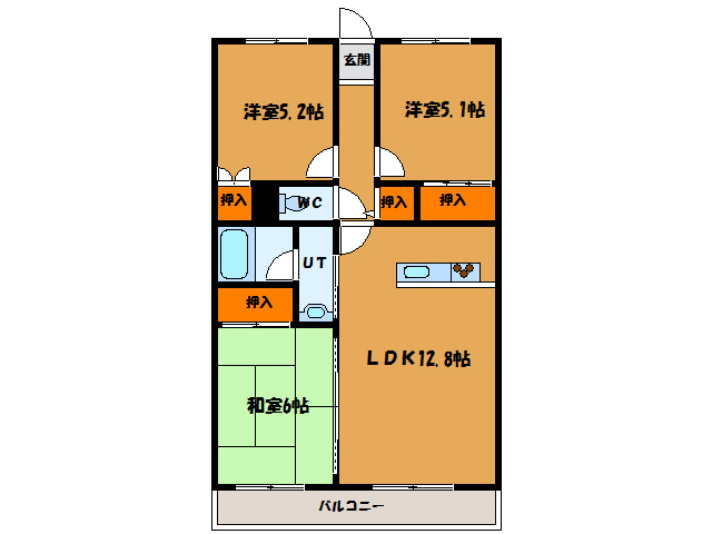 函館市桔梗のマンションの間取り