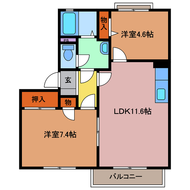 【桑名市大字西別所のアパートの間取り】