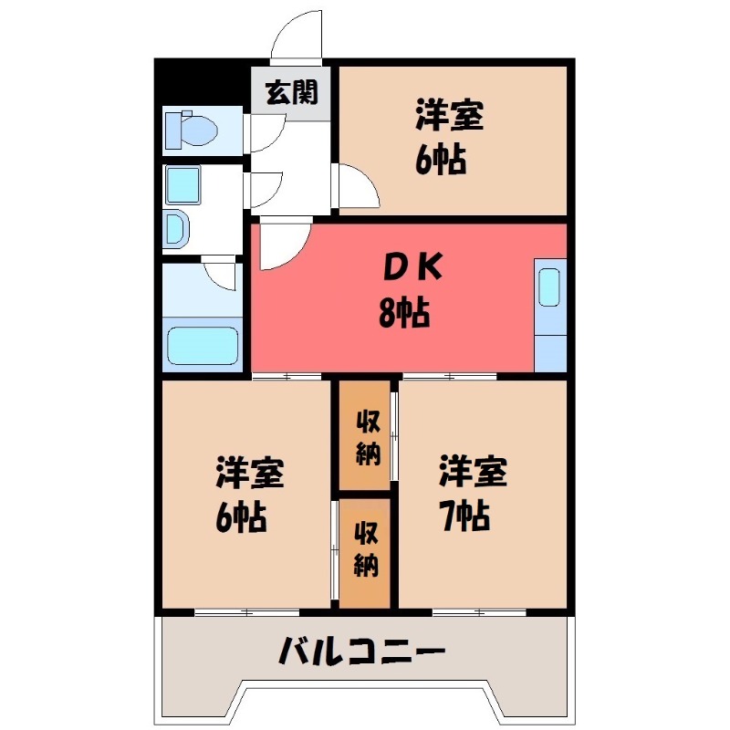 宇都宮市陽南のマンションの間取り