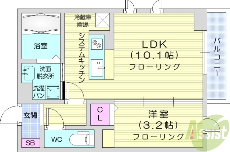 仙台市泉区泉中央のアパートの間取り