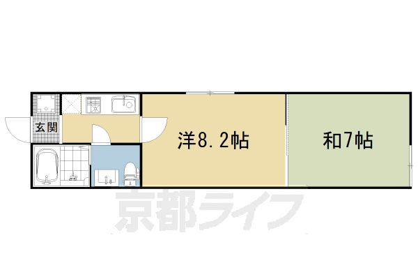 【京都市東山区弁財天町のアパートの間取り】