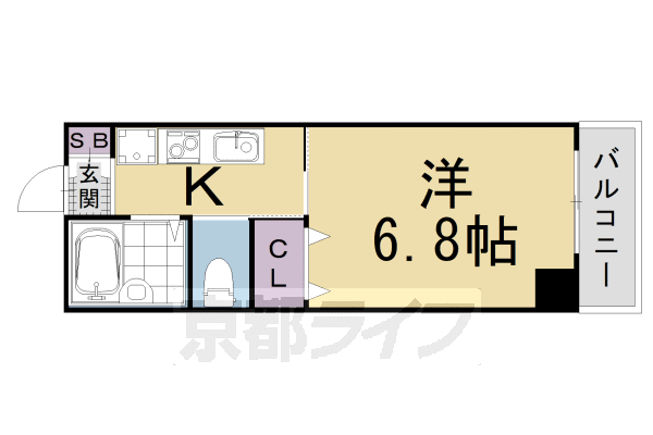 京都市中京区船屋町のマンションの間取り