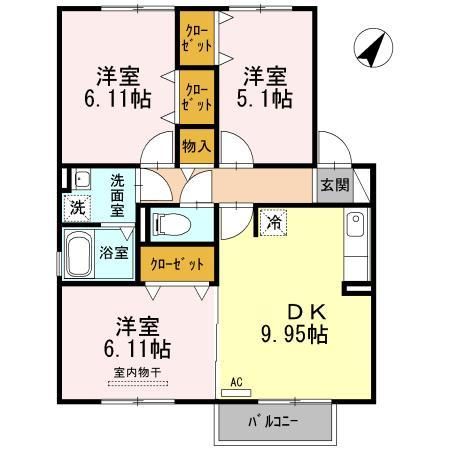 常滑市かじま台のアパートの間取り