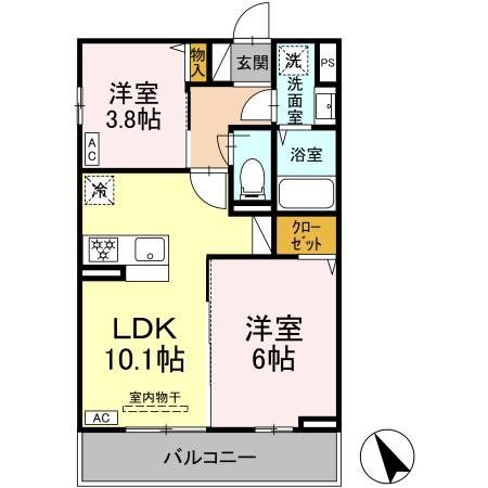 【相模原市中央区相模原のアパートの間取り】