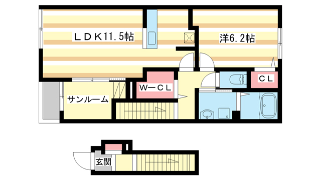 大和郡山市小泉町のアパートの間取り