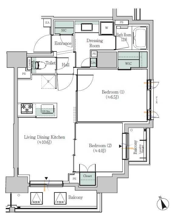 ＯＮＥ ＲＯＯＦ ＲＥＳＩＤＥＮＣＥ ＡＳＡＫＵＳＡＢＡＳＨＩの間取り