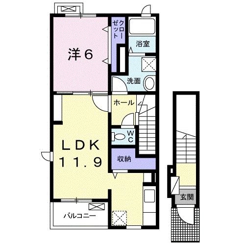 南相馬市鹿島区寺内のアパートの間取り