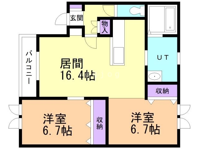 釧路市若松町のアパートの間取り