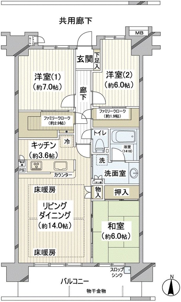 ワンダーベイシティＳＡＺＡＮフロントウィングの間取り