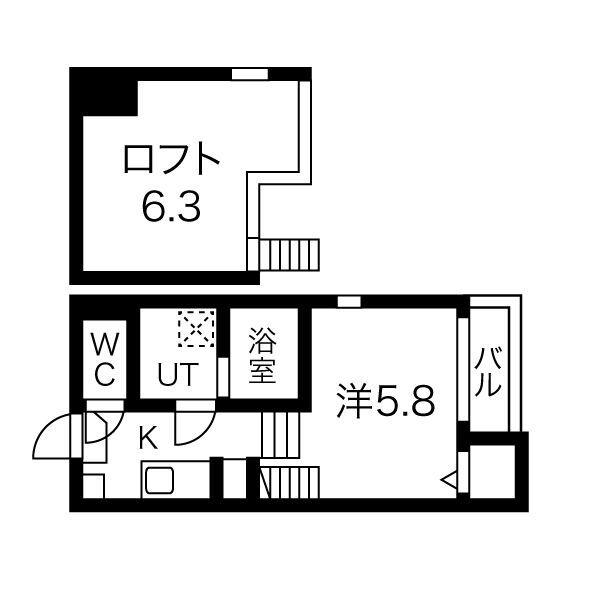 仙台市若林区若林のアパートの間取り