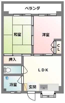 リバービュー赤畑Ｂ棟の間取り