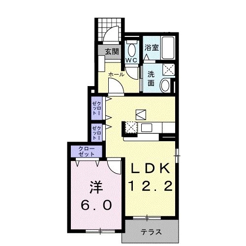 鹿児島市岡之原町のアパートの間取り