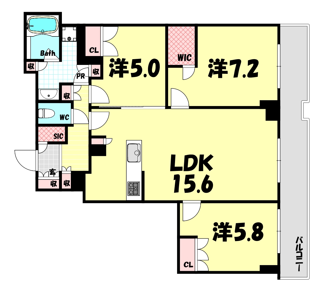 神戸市中央区元町通のマンションの間取り