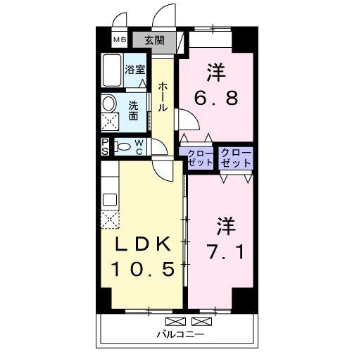 八尾市高安町北のマンションの間取り