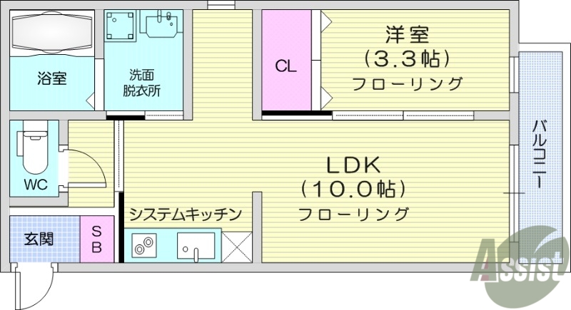 仙台市宮城野区宮千代のアパートの間取り