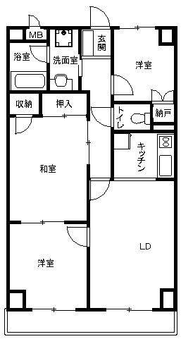 平塚市中原のマンションの間取り