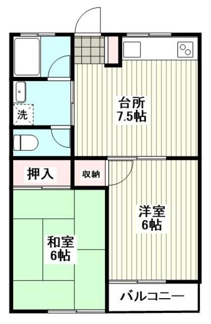 横浜市青葉区もえぎ野のアパートの間取り