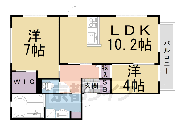 乙訓郡大山崎町字円明寺のアパートの間取り