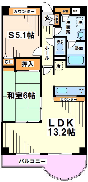 調布市仙川町のマンションの間取り