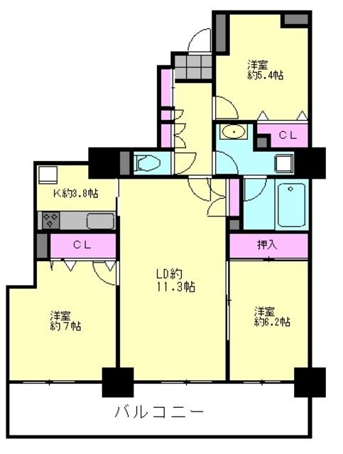 さいたま市中央区上落合のマンションの間取り