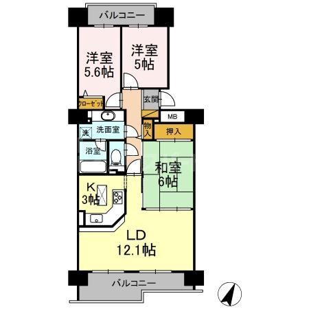 サンパセオ新柏　E号館の間取り