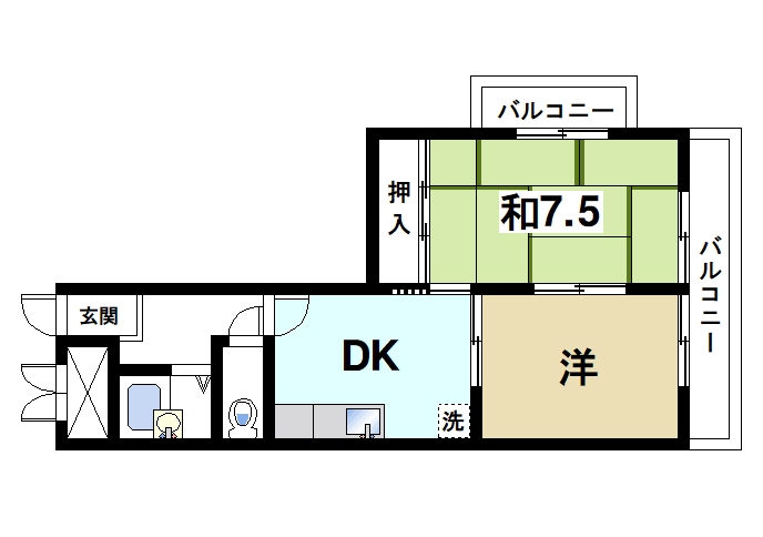 生駒市東菜畑のマンションの間取り