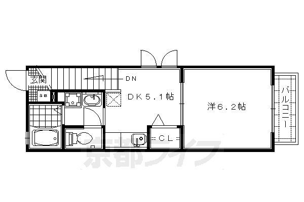 京都市右京区西院松井町のアパートの間取り