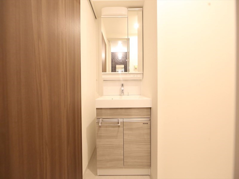 洗面設備　脱衣所　独立洗面台（シャンプードレッサー付）収納スペース有