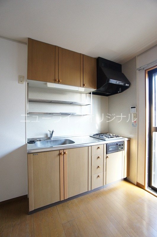 キッチン　グリル付き2口ガスコンロのシステムキッチン※現況優先