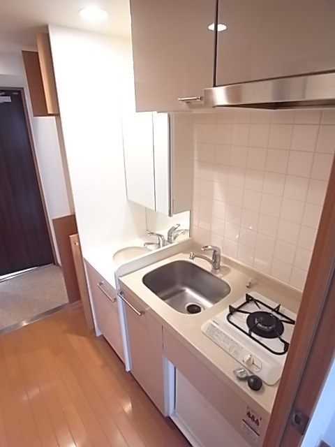 キッチン　単身物件では嬉しいガスキッチン