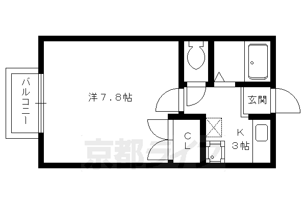 京都市北区等持院中町のアパートの間取り