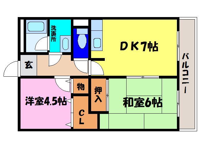 野洲市行畑のマンションの間取り