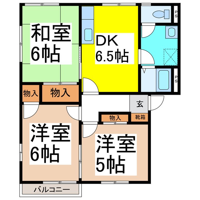 グリーンタウン川中島Ｎ棟の間取り