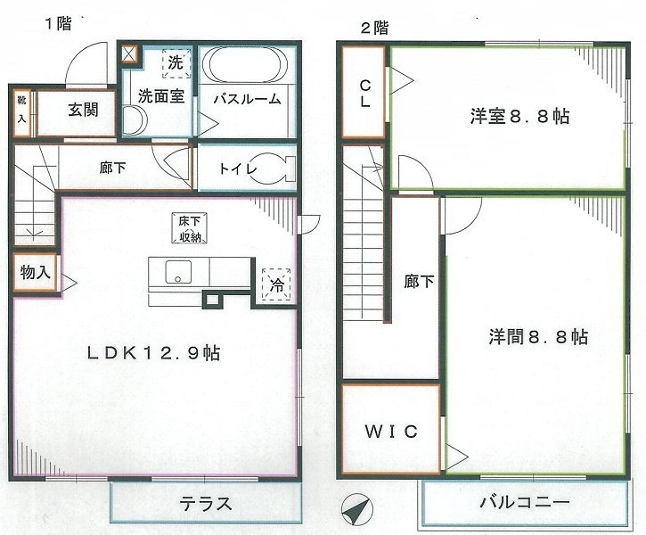 中野区上鷺宮のアパートの間取り