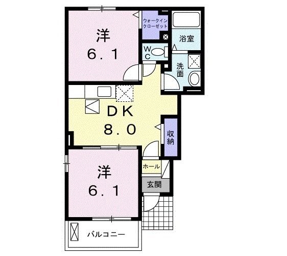 広島市安佐北区亀山のアパートの間取り