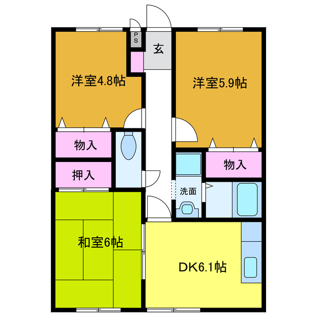 フォブール梶尾　A棟の間取り