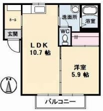 倉敷市船穂町船穂のアパートの間取り