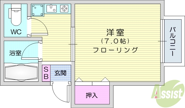 仙台市太白区南大野田のアパートの間取り