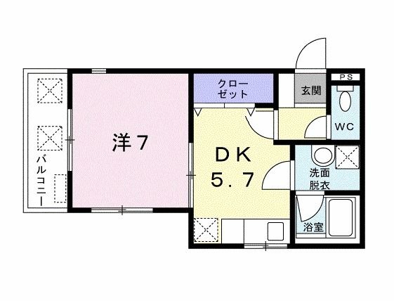 北九州市若松区くきのうみ中央のアパートの間取り