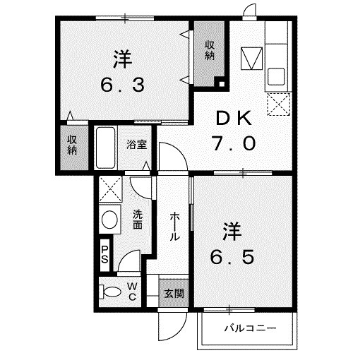 館林市尾曳町のアパートの間取り