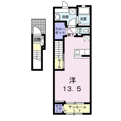 角田市梶賀のアパートの間取り