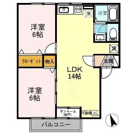 レーヴ・アズール　Aの間取り