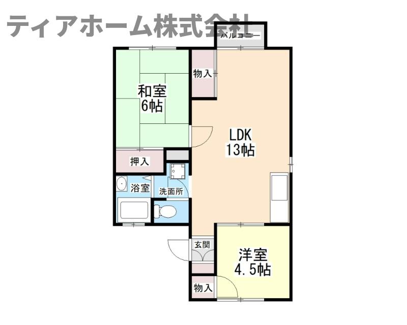 磯城郡田原本町大字新町のアパートの間取り