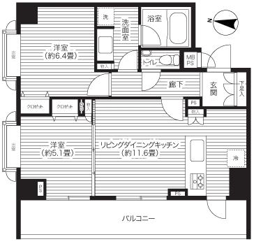 港区高輪のマンションの間取り