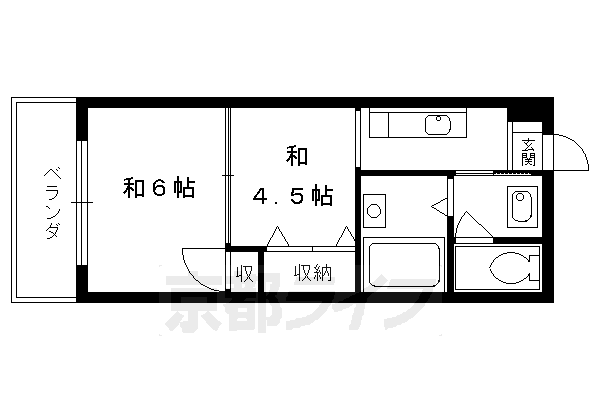 京都市東山区福稲御所ノ内町のマンションの間取り