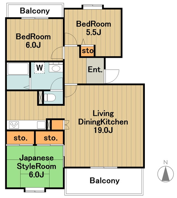 八王子市別所のマンションの間取り