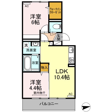 オッツセンチュリー長府　B棟の間取り