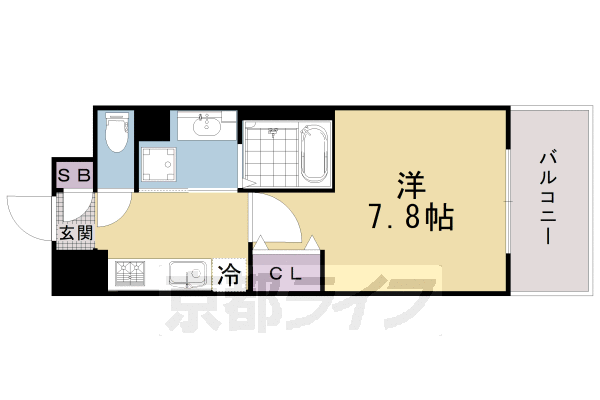 京都市上京区西五辻東町のマンションの間取り