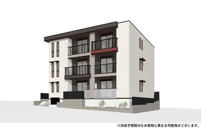 建物外観　パース　２０２６年３月完成予定のペット飼育可能の新築賃貸アパ