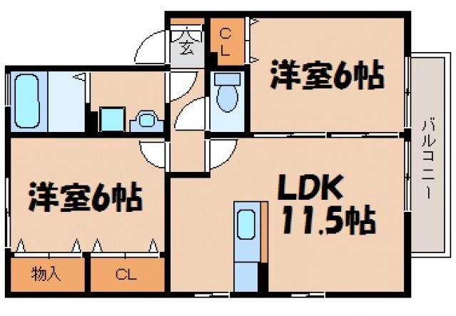 安芸郡府中町城ケ丘のアパートの間取り